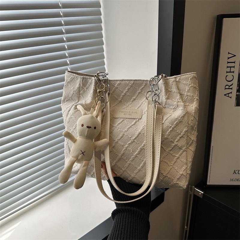 Elegant Versatile Canvas Tote Bag In Black And White For Trendy Spring Fashion