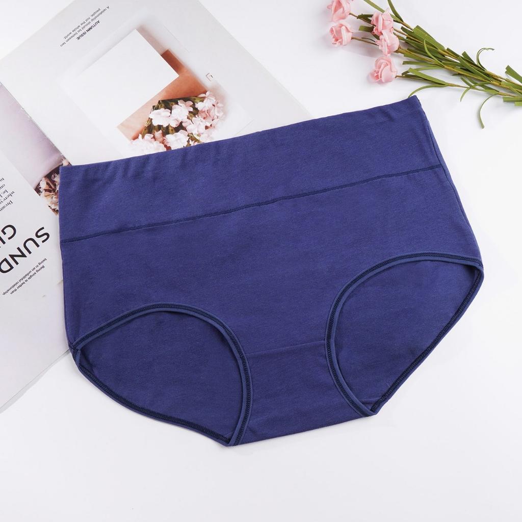 Ladies Spring and Summer Classic Pure Color Cotton Breathable Comfortable High Waist Belly Lift Hip Briefs