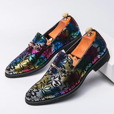 Fashion Designer New Men Dress Leather Shoes For Male Luxury British Colours National Pattern Oxfords Gentleman Wedding Prom Footwear