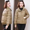 Women's 2024 Winter Korean Style Stand-Up Collar Plus Size Warm Down Jacket for Middle-Aged and Elderly