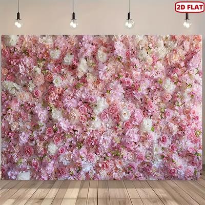 2D Flat Blush Pink Floral Backdrop, Rose & Hydrangea Background Cloth for Photoshoot