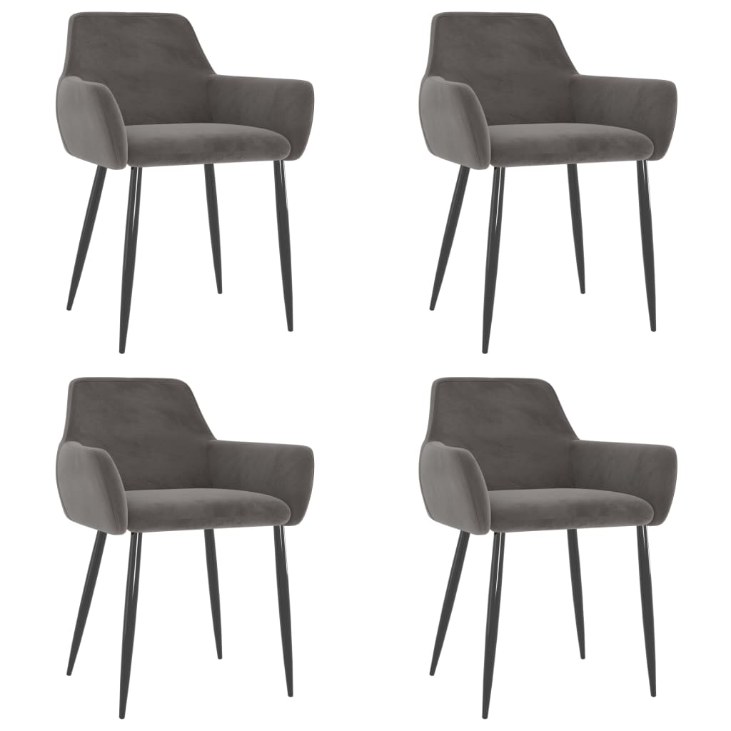 Dining Chairs Set of 4 Dark Gray Velvet