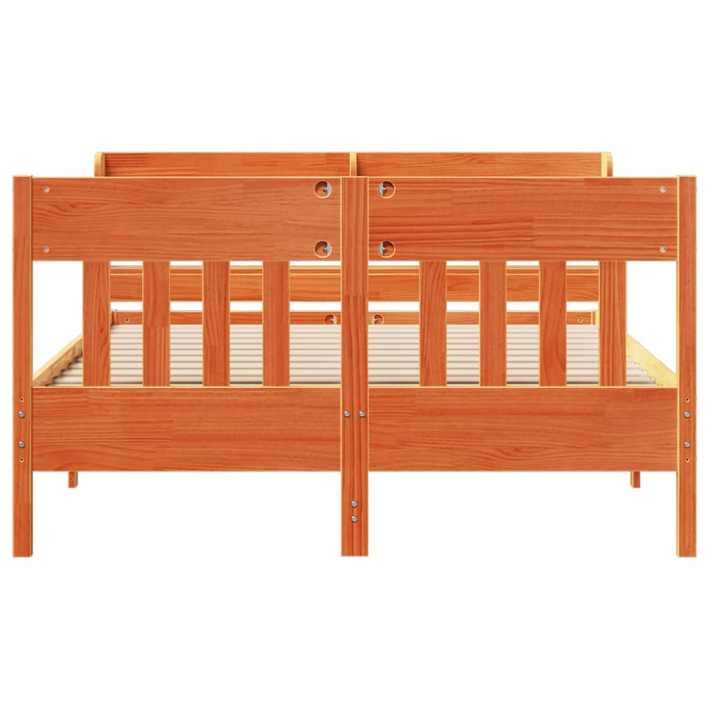 Vidaxl Bed Frame Without Mattress, Waxed Brown, 160X200 Cm, Solid Pine
