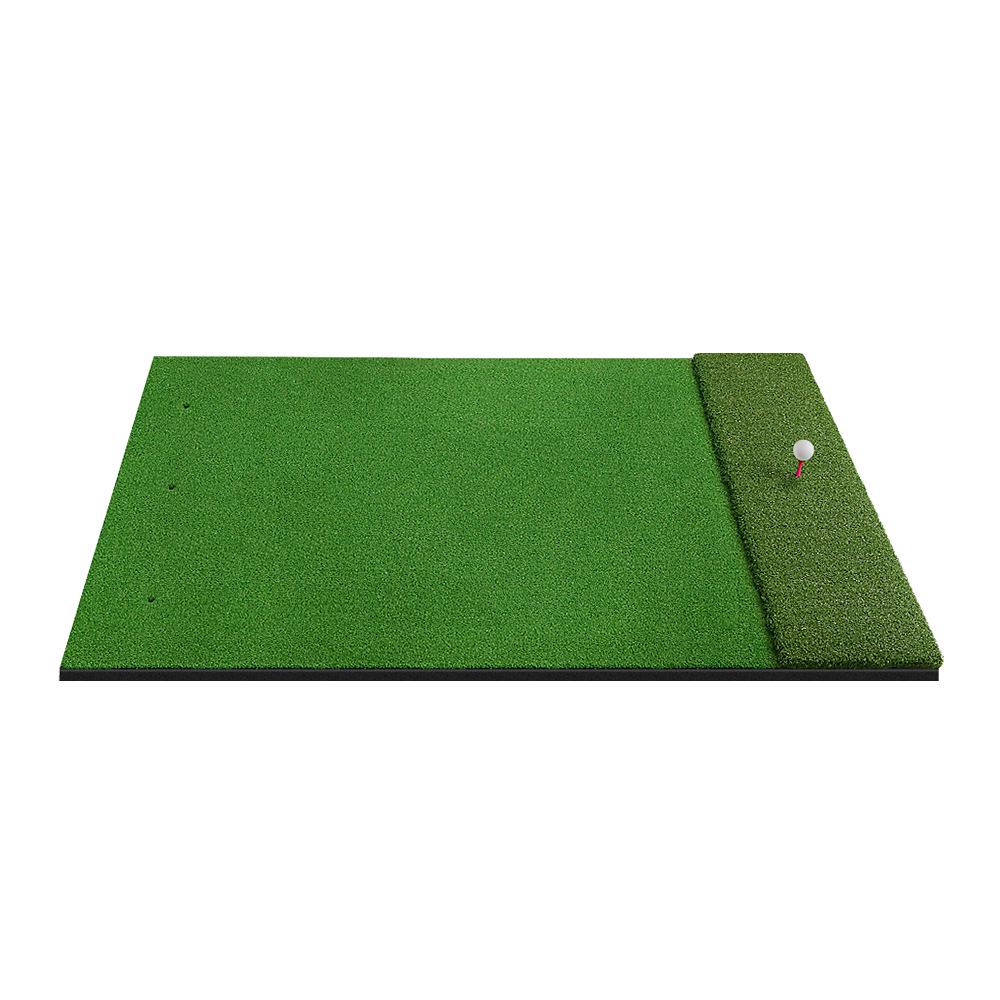 2-in-1 Golf Practice Mat with Tee Hole & Nylon Turf for Outdoor Swing Training