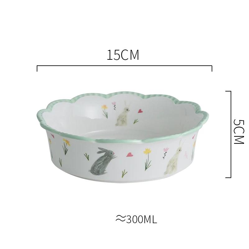 Ensemble d'assiettes et de bols en céramique dentelle européenne Ins Créatif Mignon Restaurant Hôtel Bol à salade Bols à soupe Assiettes à dîner Vaisselle de table pour la maison