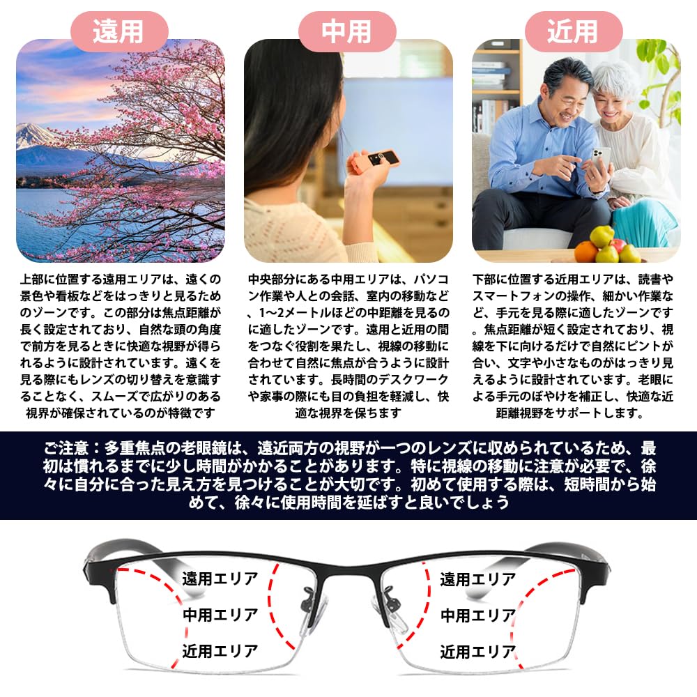 [FEISEDY] Stylish Men's Reading Glasses, Bifocal, Blue Light Blocking, Photochromic Lenses, Progressive Multifocal, Ultra-lightweight, Color-Changing,