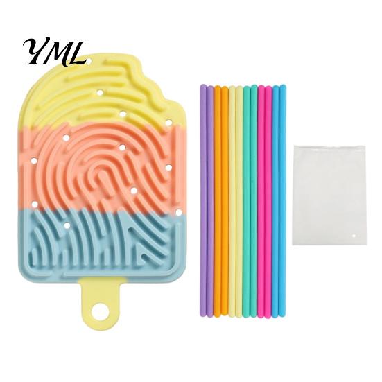 Toddlers Sensory Toys Silicone Activity Board, Christmas Tree Rainbow Ice Stick French Fries Stress Relief Tools Board with Strings, Silent Fidget Toy
