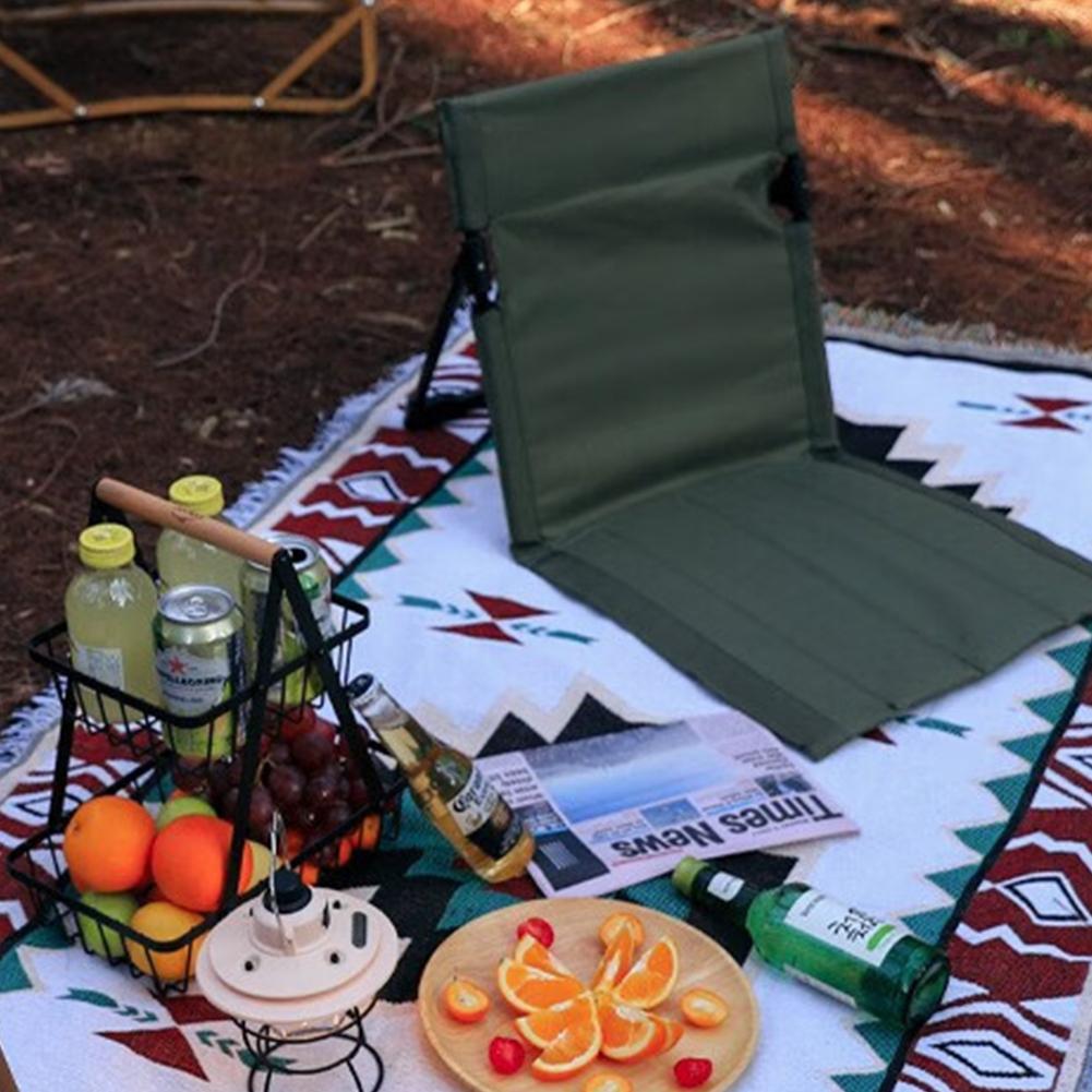 Outdoor Camping Chair with Back Support Lounge Chair Portable Floor Chair Lounge Recliner for Beach Lawn