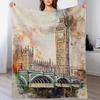 London in Aquarell Wohndecke Pflegeleicht Gemütliche Decke für das Sofa