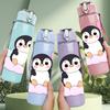 1PC Floating Love Penguin 750ml Color Plastic Sports Water Bottle Leakproof Flip Straw Lid Suitable for Sports Office Home Use