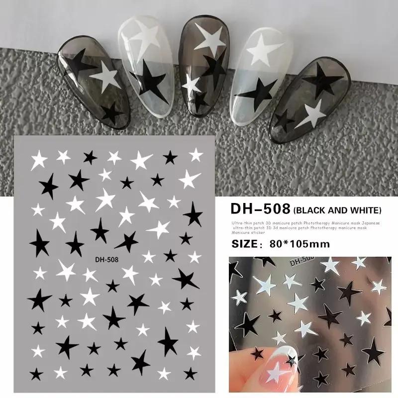 Five-Pointed Star Nail Stickers Foil Hollow Star Decals Flexible Hand-Painted Pentagram Self-Adhesive Nail Art Stickers