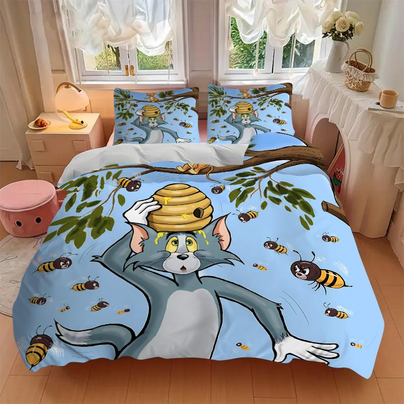Tom Jerry Honey Hunt Print 3Pcs Bedding Setduvet Cover With 2 Bedropillowcase Home Birthday Gift