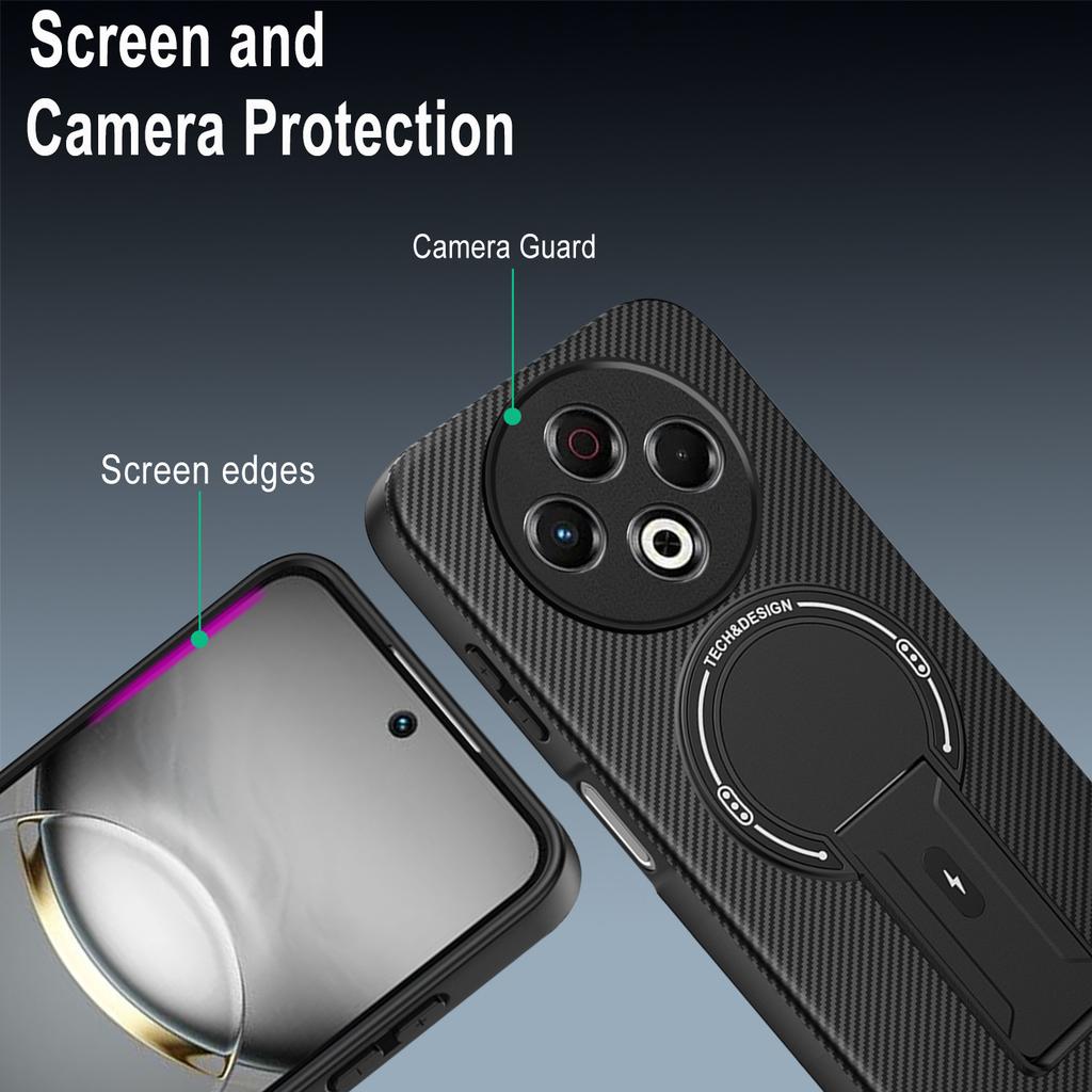 For TECNO Spark 30 4G Case Carbon Fiber Texture PC + TPU Phone Cover with Kickstand