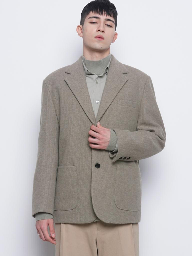 The-Abon M08 Bos Wool Knit Jacket Khaki