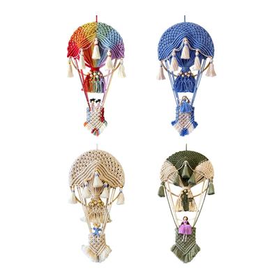 Boho Macrame Wall Hanging Tapestry Hot Air Balloon Craft for Nursery Wedding