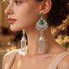 Bohemian Rhinestone Long Tassel Bell Earrings for Women - Light Luxury Style