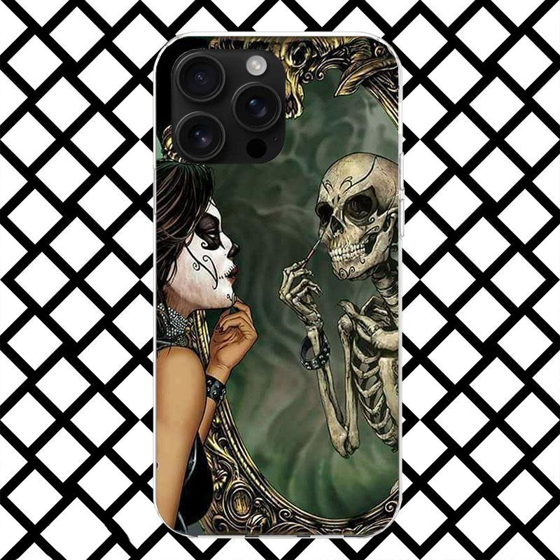 Coque de téléphone Catrina Belle Fille Rose Crâne pour iPhone 17 Air 16 16E 15 14 Plus 13 Mini 12 11 Pro Max 7 8 + SE 2020 Housse Souple