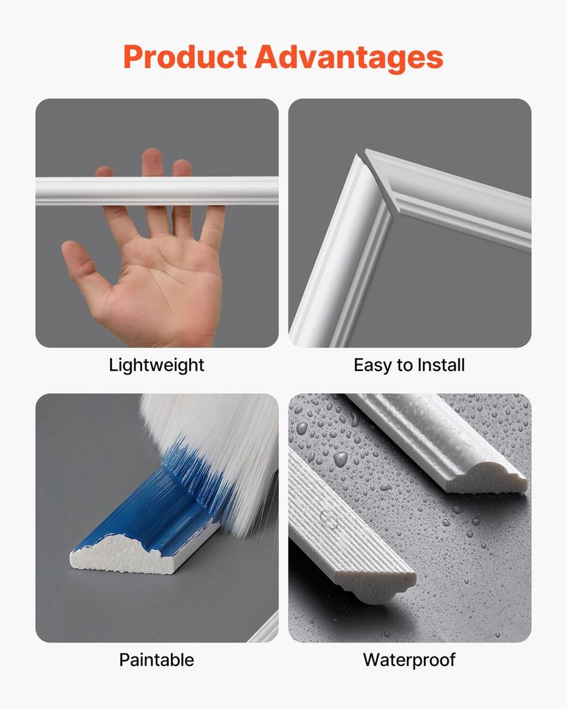 Wall Molding 12 Pack, 51 X 51 Cm Wainscoting Panels Kit, Lightweight Paintable Polystyrene, Easy To Install, Waterproof Accent Wall Trim for Interior