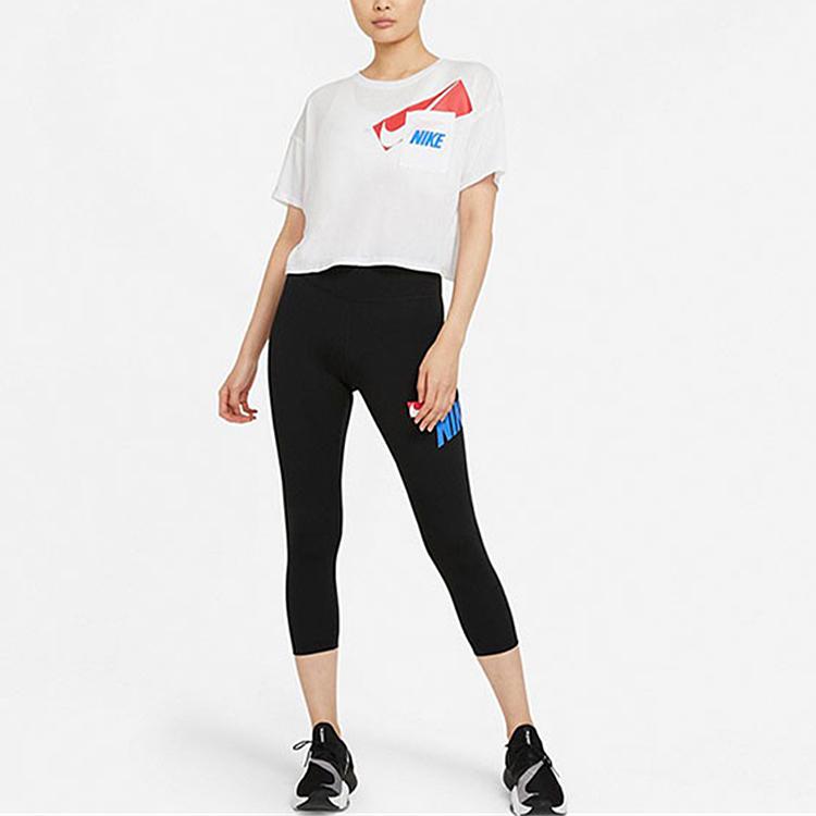 Nike Dri-Fit Loose Fit Letter Print Short Sleeve T-Shirt Women Tops White DC7190-100