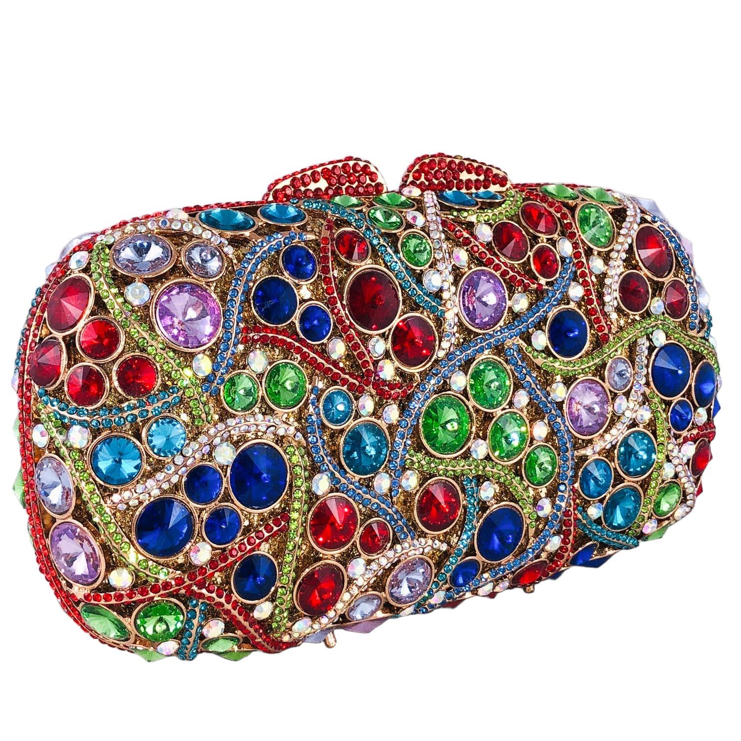 

Boutique De FGG Colorful Women Evening Bags and Clutches, Hardcase Crystal Clutch Purse for Party, Sparkly Rhinestone Clutch Bag Mini Clutch