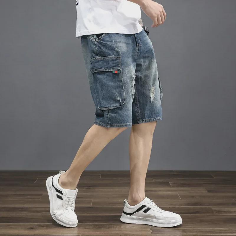 Men's Summer Loose-Fit Retro Distressed Denim Shorts