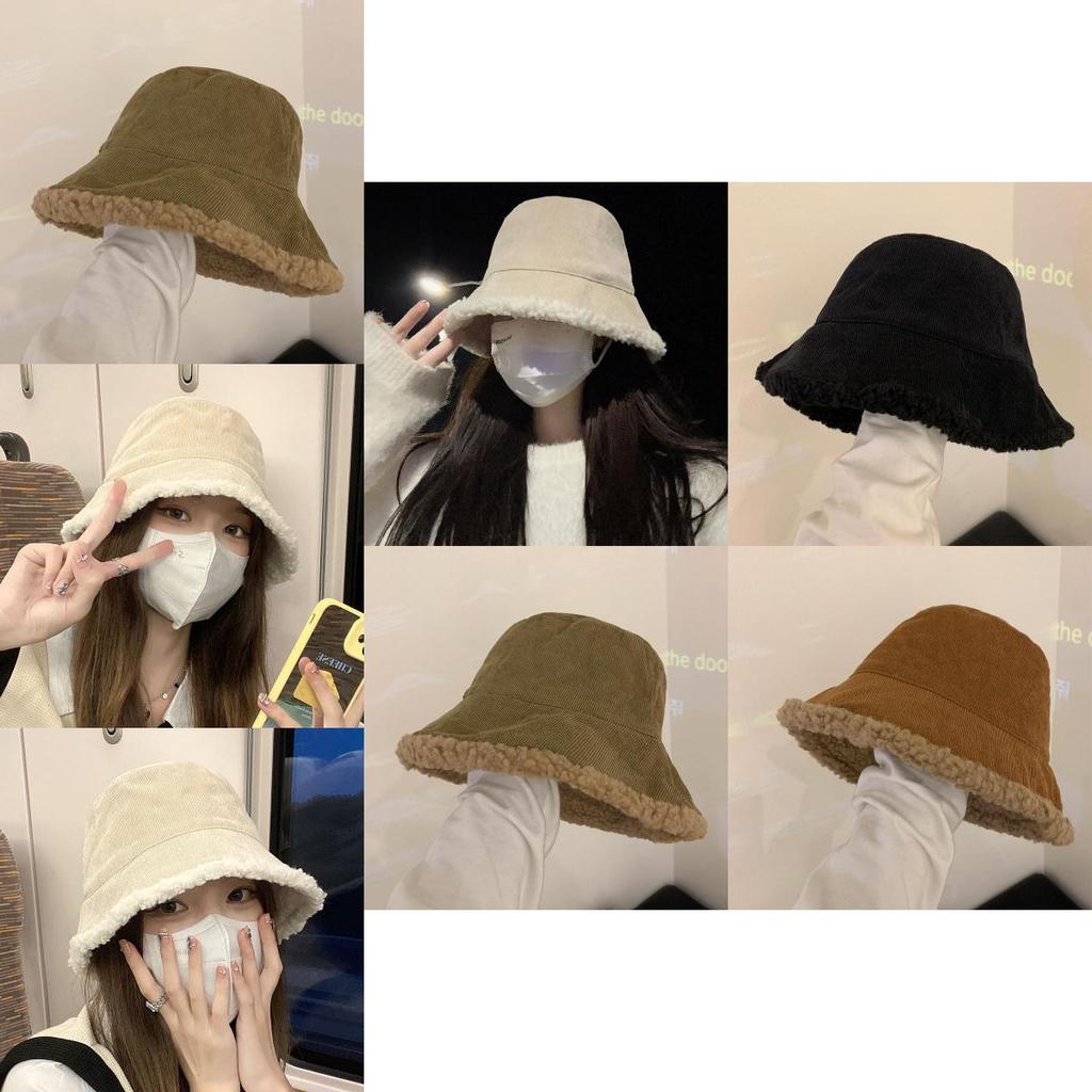 Fashionable Chic Lamb Wool Bucket Hat For Women 2022 Winter Trendy Warm Fisherman Hat