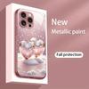 Herzförmiges Schneeflockenmuster Metallische Farbe Glas-Handyhülle Für iPhone 17 Pro Max 11 12 13 14 15 16 Plus 16E 17 Air Cover