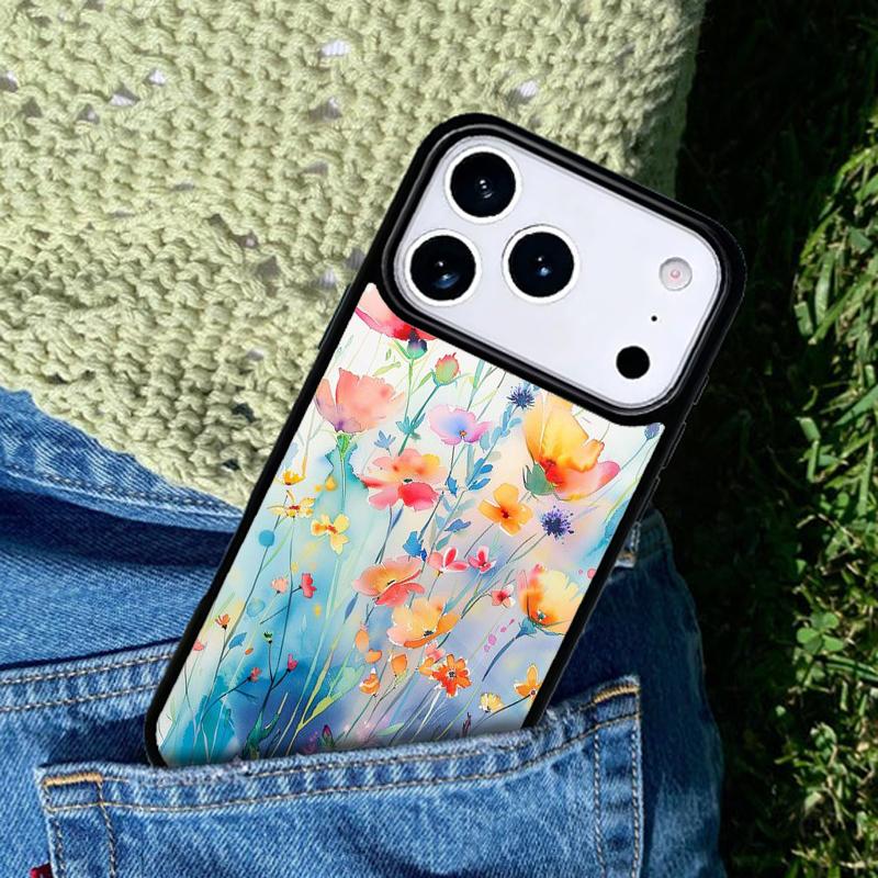 Colourful Flower Painting Art Phone Case Cover for IPhone 11 12 13 14 15 16e 17 Pro Max Coque for IPhone 17 Air