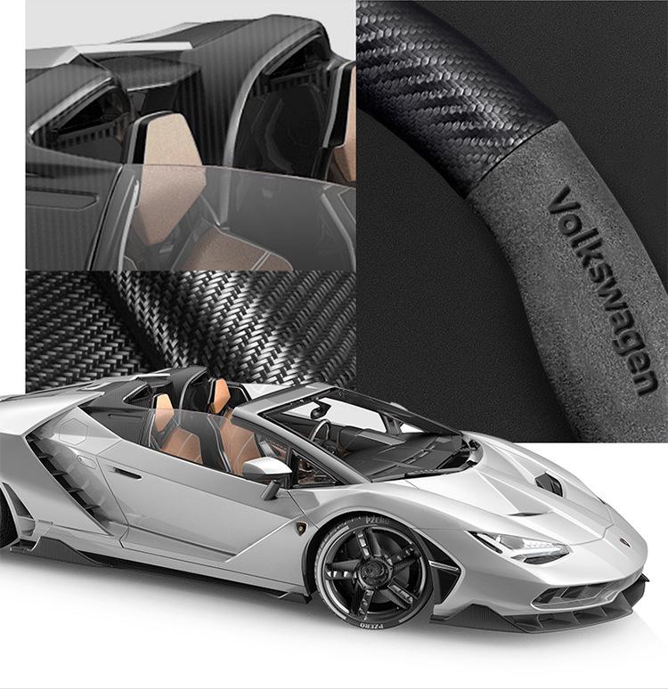 Volkswagen Golf Steering Wheel Cover for 2010-2023 Models: Suede & Carbon Fiber, Compatible with R-Line & 8th Generation