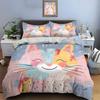 Colorful smiling cat illustration Print Bedding Set 1 Duvet Cover 2 Pillowcases for Adult and Children Luxury Gift Full Size