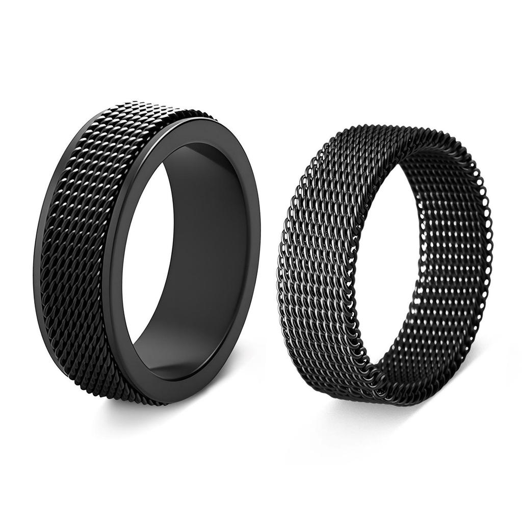 European Trend 18K Gold-Plated Stainless Steel Rotatable Grid Design Decompression Ring