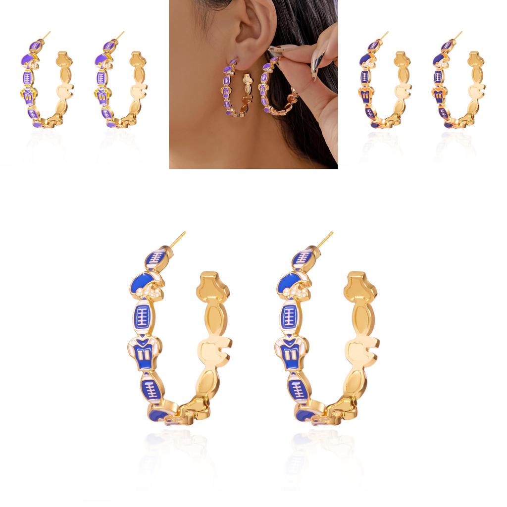 Unisex Zinc Alloy Asymmetrical Hoop Earrings For Summer Sports Enthusiasts