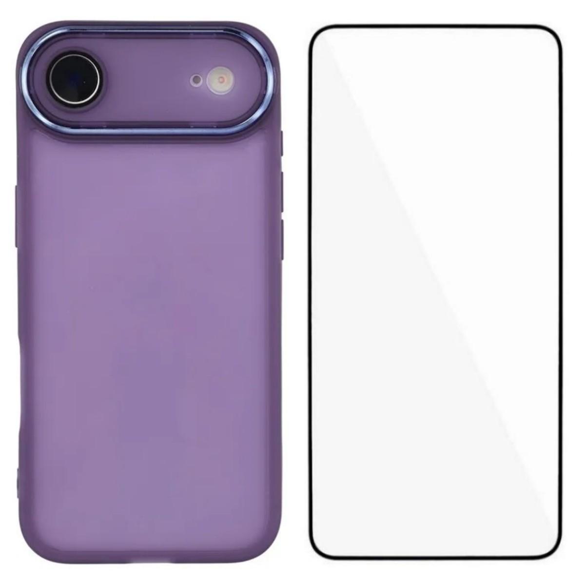 

Для iPhone 17 Air ТПУ чехол WANLONFENG Серия DKSM Гальванизированная рамка Задняя крышка с закаленным стеклом Purple