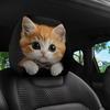 Fofas Capas para Encosto de Cabeça de Carro com Estampa de Gato Laranja de Olhos Grandes, Design Elástico, Encaixe Universal para Interior de Carro, Ideal para Casais, Amigos, Ciclismo, Viagens de Carro