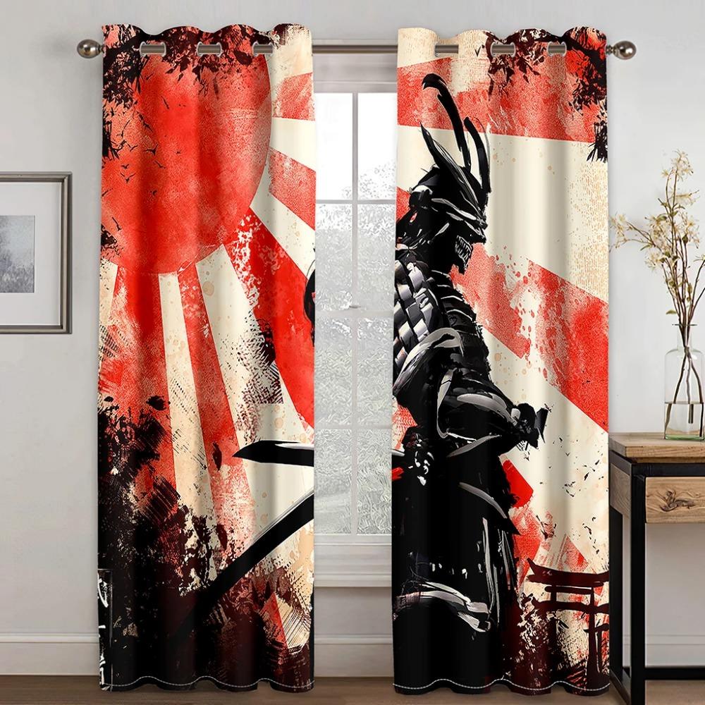 Japaness Anime Bushido Cartoon Curtains Blinds Great for Living Area Kids Bed Room Bathroom Kicthen Workroom Door Home Decoration