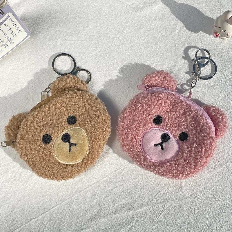 Adorable Plush Bear Coin Purse Soft Cashmere Change Pouch Cute Small Gift Wholesale