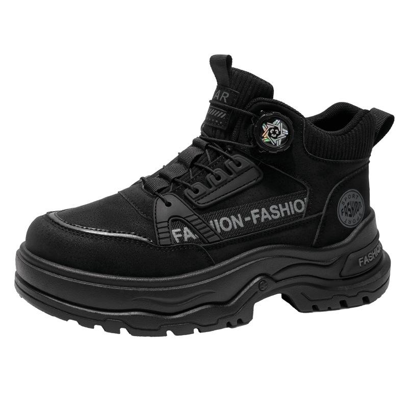 Shoes autumn youth sports wear-resistant non-slip thick-soled high-top casual rotating buckle Martin boots