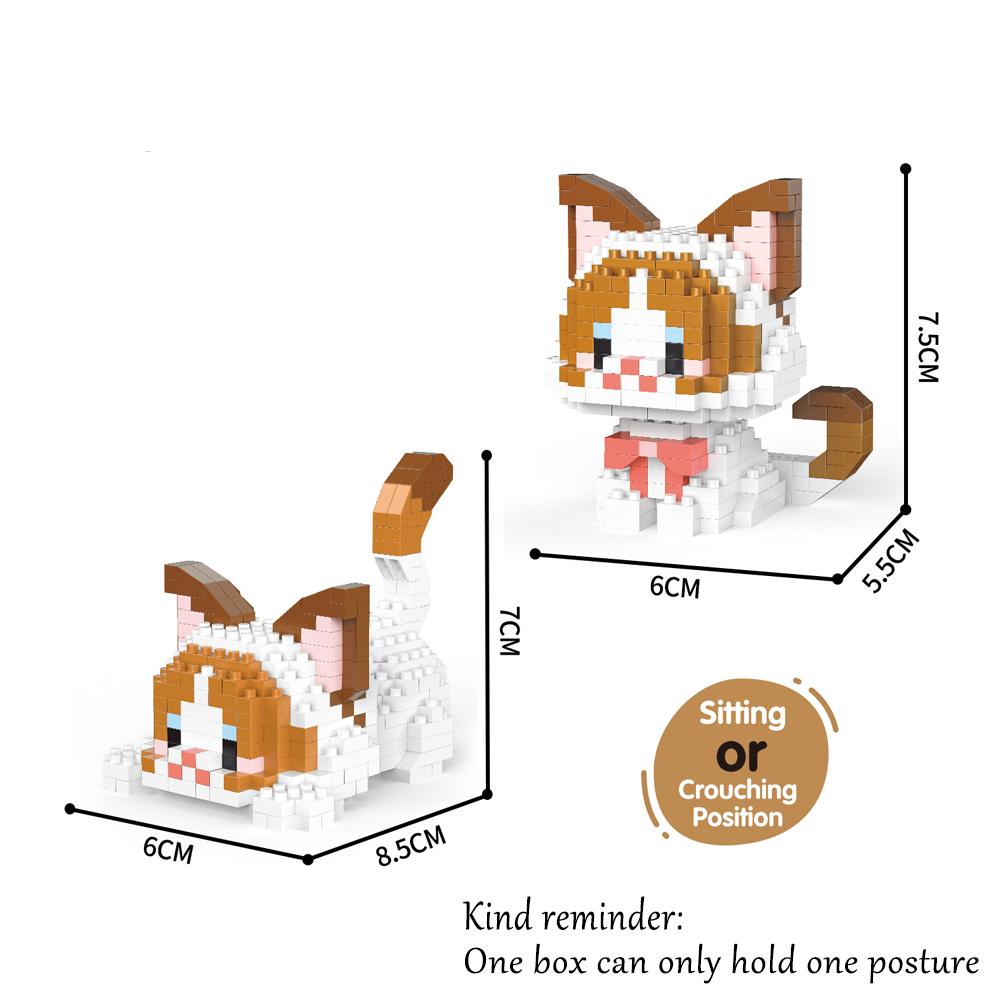 Micro Mini Building Blocks Cat: Choose Between Two Poses and Multiple Colors for Adorable Models, Pet Combinations, Holiday Gift