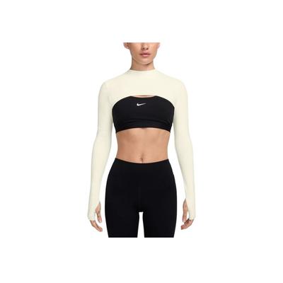 Cómodo Suave Manga Larga Top Corto Mujer tops Negro Crema HJ1862-133