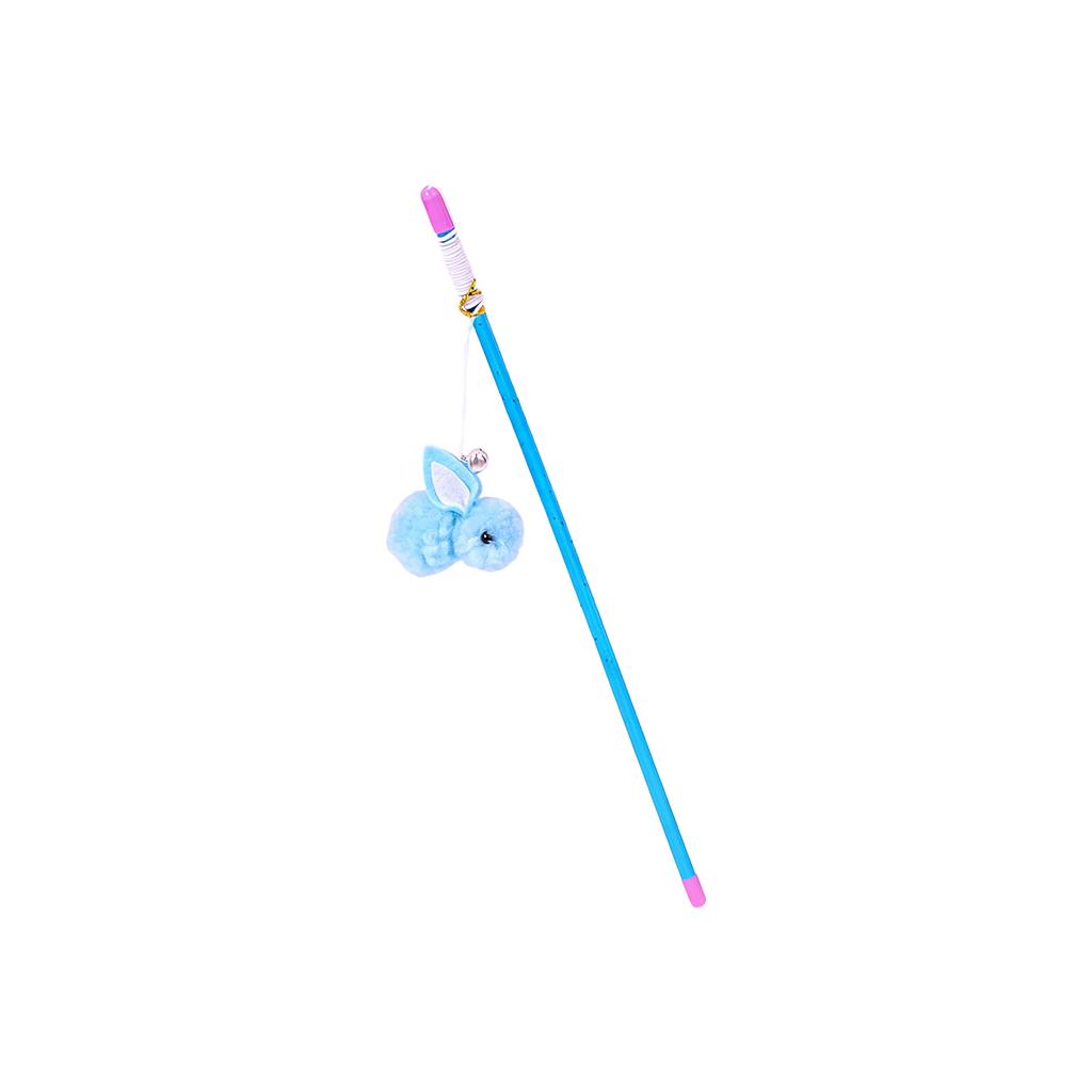 Interactive Caterpillar Cats Wand Toy With Bell & Feather, Elastic String Pom-Pom Teaser Stick For Indoor Cats