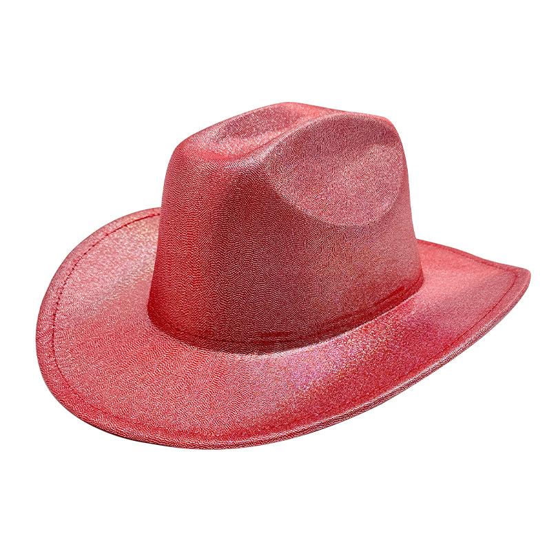 Halloween Party Colorful Cowboy Hat White Men's and Women's Light Cowboy Hat, Pink Cold Light Symphony Laser Hat