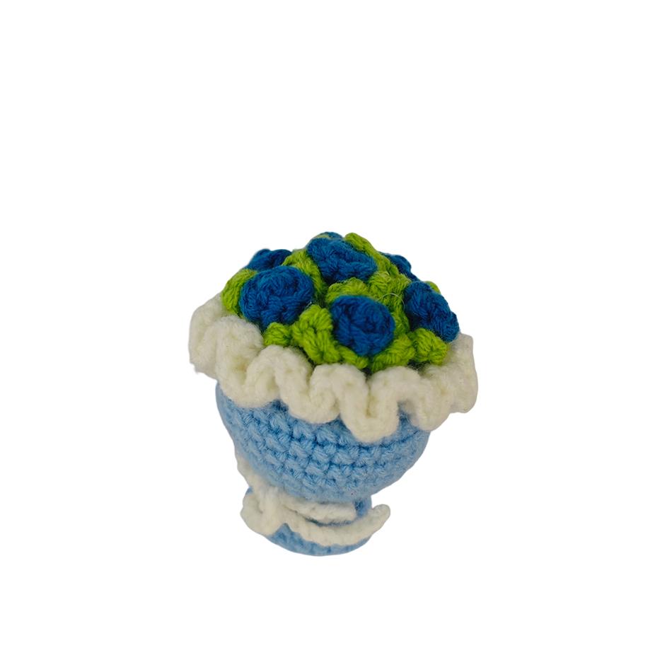 Cute Crochet Flowers Handmade Knitted Crochet Bouquet Keychain Ring Bag Hanging Pendant Ornament for Like Friend Gift