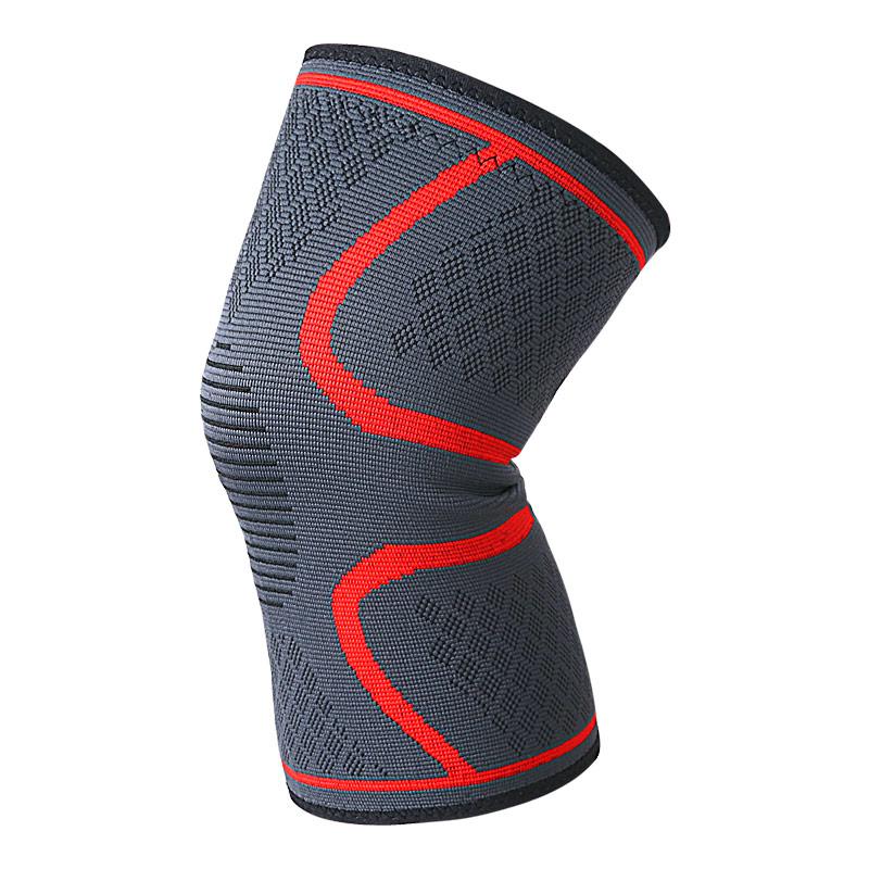 Sports Knee Pads Three-Color Four-Way Stretch Breathable Non-Slip Warm Nylon Knitted Comprehensive Protection Outdoor Cycling S красный