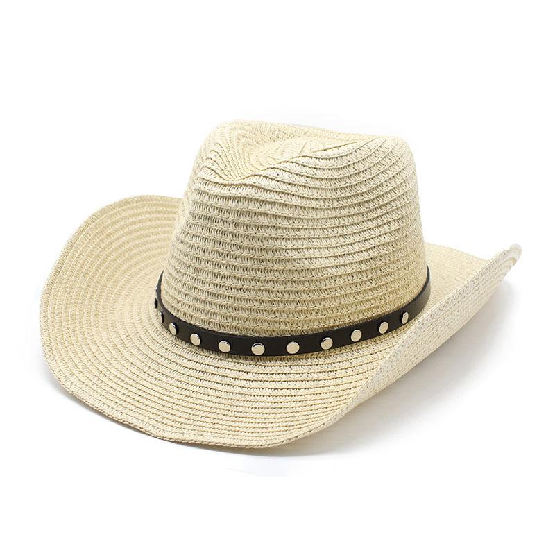 Cowboy Hat Men'S Summer Sun Hat Sun Hat Uv Protection Straw Hat Summer Beach Hat