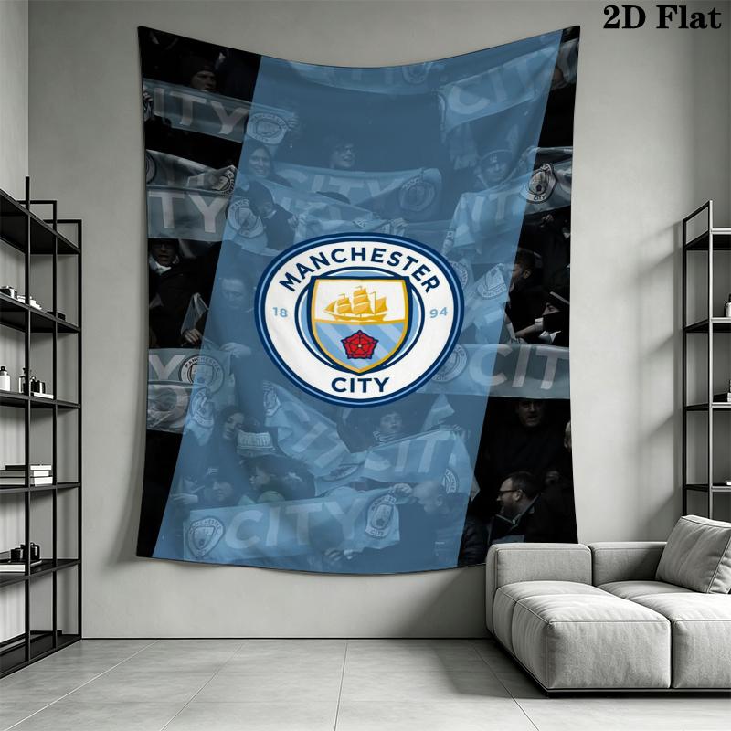 Manchester City Football Clu Wall Tapestry Aesthetic Wall Hanging Printed Fabric Blanket Decorative Tapestries for Bedroom Living Room Home Decor