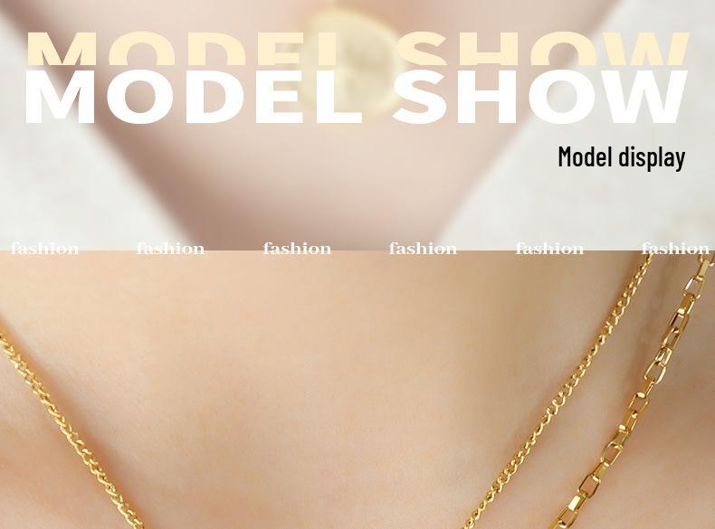 French Niche Eight-Pointed Star Pendant Necklace, Double Chain, 18K Gold-Plated Titanium Steel Clavicle Chain Jewelry P574