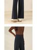Women's Gray Wool High-Waisted Wide-Leg Floral Pants - Winter Casual, Thickened, Loose, Slimming, Versatile