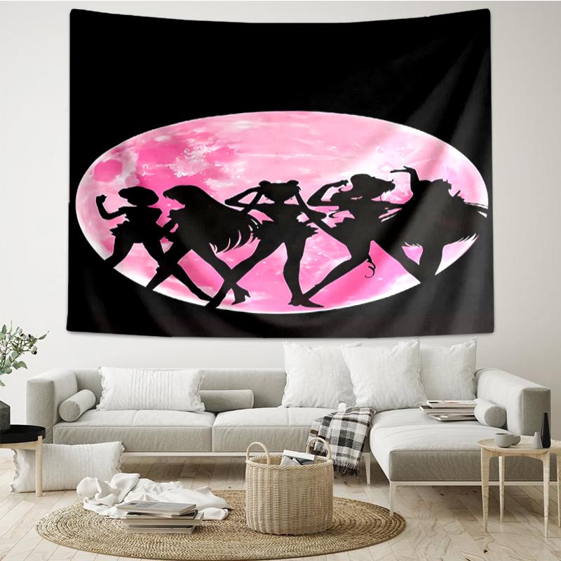 Sailor-Moon Print Tapestry, Backdrop, Easy Setup, Ideal for Bedroom, Office & Living Room, with Aesthetic Wall Hanging Decor.