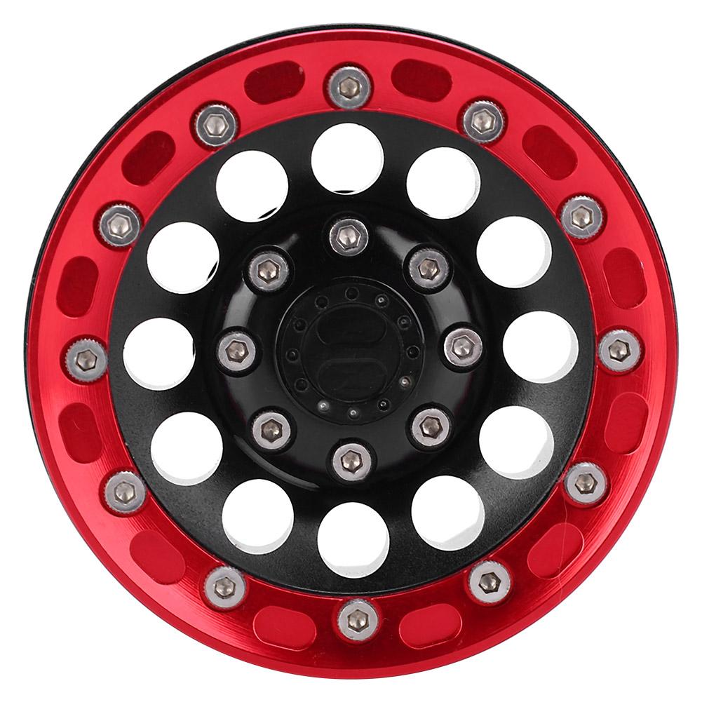 4pcs Metal Wheel Hub RC Car A Essories Fit for 1Celsius10 RC Crawler 1.9 Inch(Red Black )