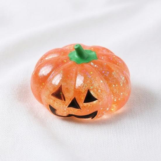Slow Rebound Pumpkin Toys 1/4Pcs Halloween Stress Relief Toy, Smiling Head Squeeze Toy Clear Glitter Office Desk for Relieve Anxiety